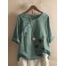 Flower Butterfly Print Round Neck Long Sleeve Button T  shirts For Women