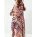 Ethnic Women Colorful Striped Long Sleeve Tassel Sweater Cardigan