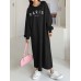 Women Sweatshirt Letter Printed Calf Length O  Neck Casual Midi Dresses