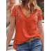 Floral Embroidery V  Neck Short Sleeve Casual T  Shirts For Women