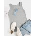 Casual Sports Round Neck Sleeveless Hollow Design Beach Wild Tank Top