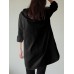 Women Shirt Solid Color Cuff Buttons Long Sleeve Casual Midi Dresses