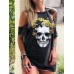 Designer Skeleton Floral Print Casual T  Shirts For Women