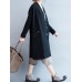 Plus Size Solid Color Knit Pocket Long Sleeve Calf  Length Cardigans