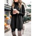 Plus Size Women Solid Color Turtleneck Bat Sleeve Knitted Sweaters